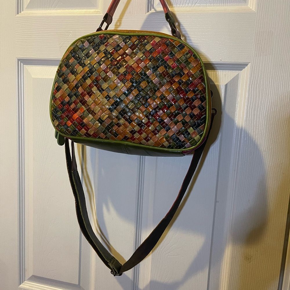 Ameri leather Multicolor Woven Satchel/shoulder B… - image 4